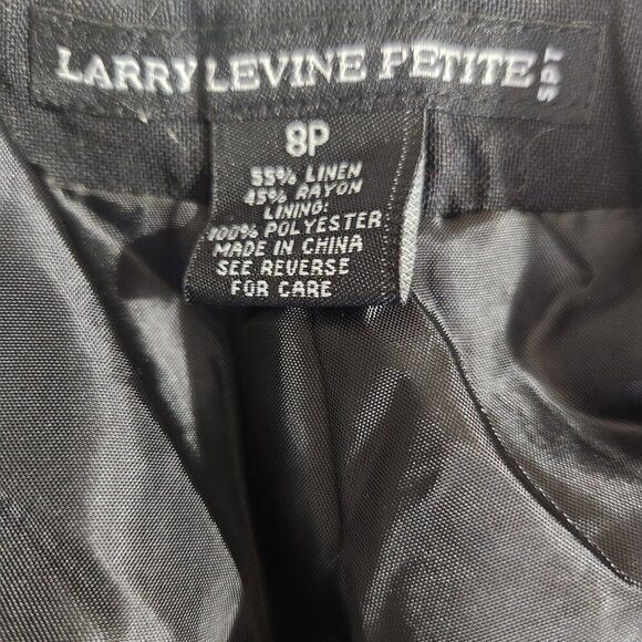 Larry Levine Women 8P Black Linen Blend Floral Beaded Crop Pant Side Zip Casual - Picture 15 of 16